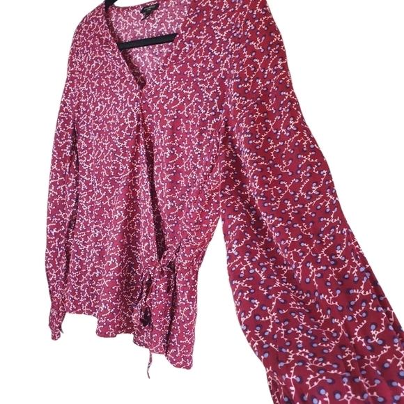 TALBOTS Faux Wrap Shirt Long‎ Sleeve Red Women's Size S/P - Picture 5 of 16